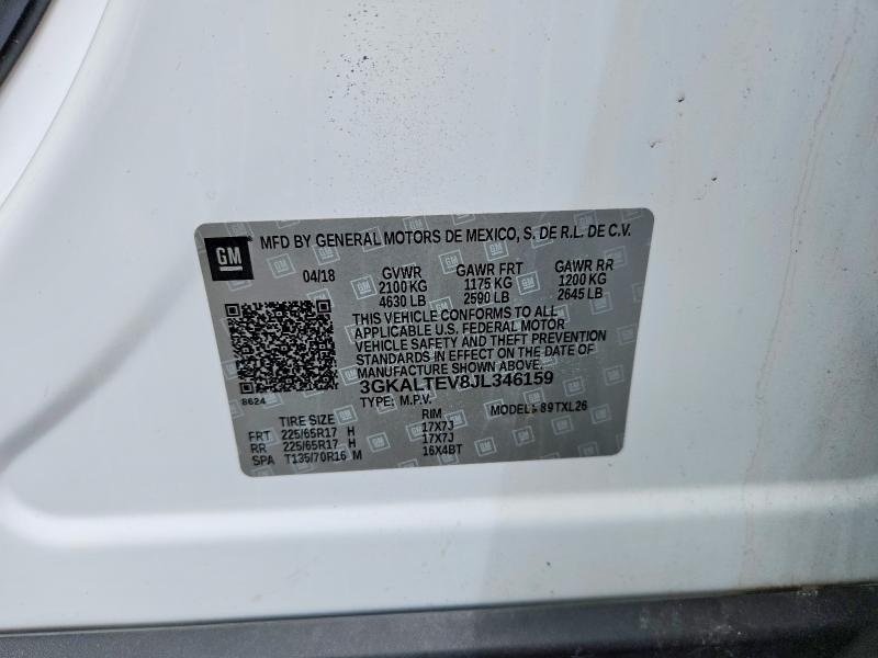 53961656 :رقم المزاد ، 3GKALTEV8JL346159 vin ، 2018 Gmc Terrain مزاد بيع