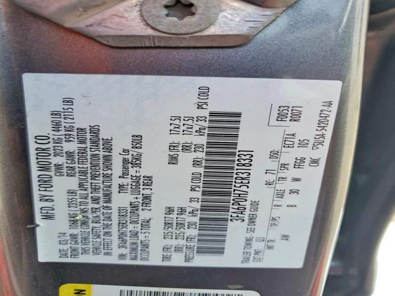 Aukcja sprzedaży 2014 Ford Fusion, vin: 3FA6P0H75ER318331, numer aukcji: 52605566