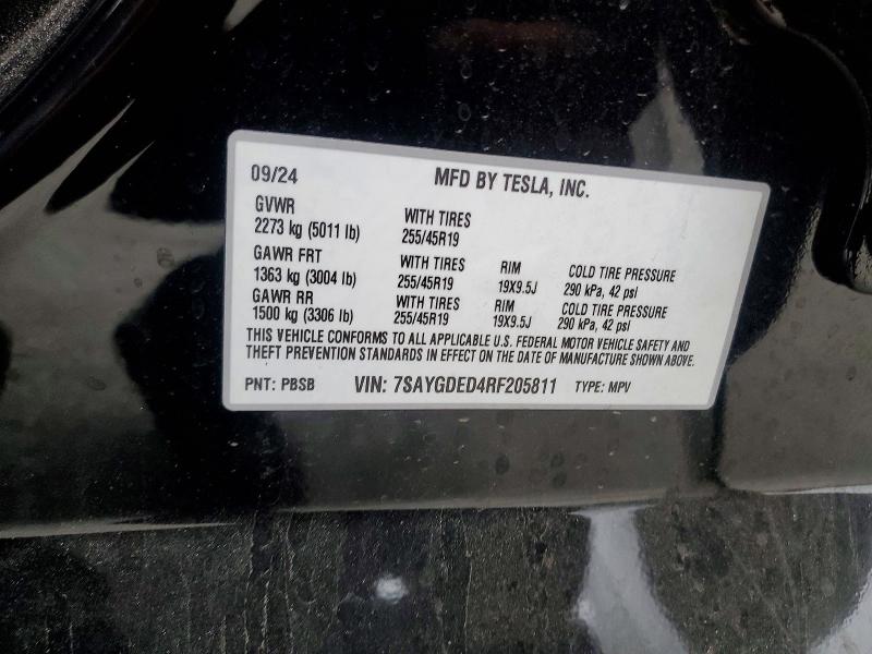 Aukcja sprzedaży 2024 Tesla Model Y, vin: 7SAYGDED4RF205811, numer aukcji: 51304056
