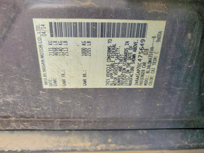 Aukcja sprzedaży 2014 Nissan Maxima, vin: 1N4AA5AP7EC475649, numer aukcji: 55028876