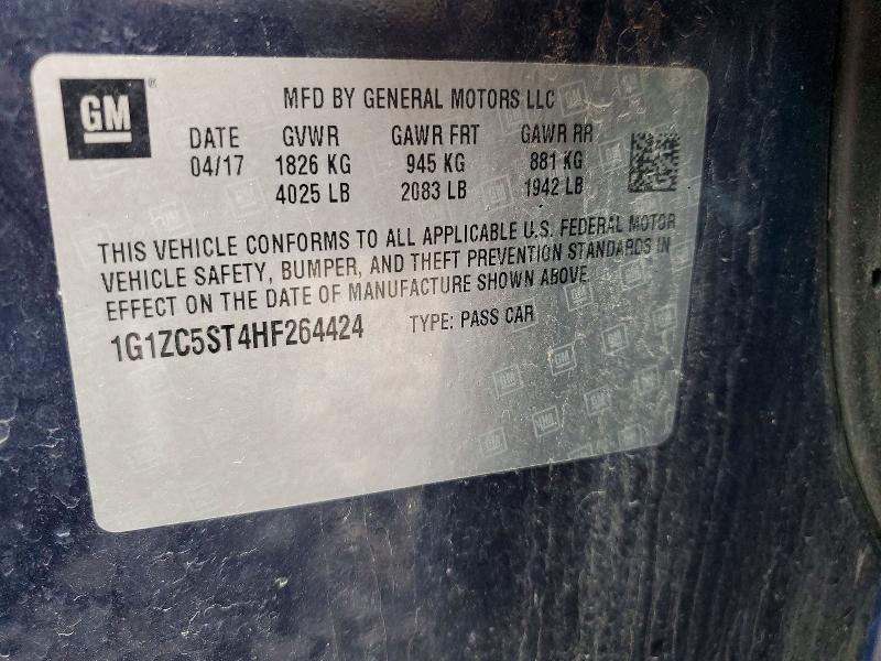 Продаж на аукціоні авто 2017 Chevrolet Malibu, vin: 1G1ZC5ST4HF264424, номер лоту: 54830866