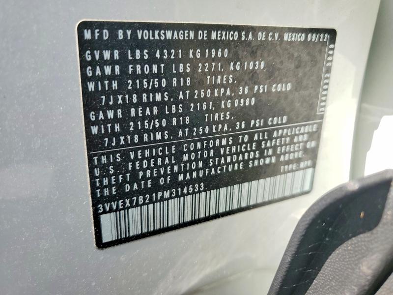 Продажа на аукционе авто 2023 Volkswagen Taos, vin: 3VVEX7B21PM314533, номер лота: 54183796