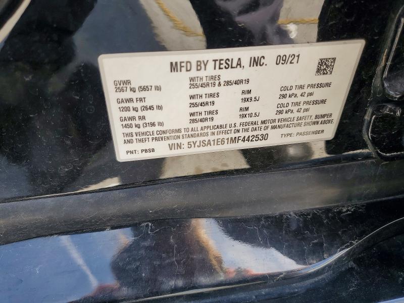Aukcja sprzedaży 2021 Tesla Model S, vin: 5YJSA1E61MF442530, numer aukcji: 52334466