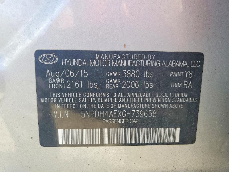 Продажа на аукционе авто 2016 Hyundai Elantra, vin: 5NPDH4AEXGH739658, номер лота: 53752976