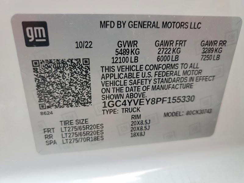 Продаж на аукціоні авто 2023 Chevrolet Silverado, vin: 1GC4YVEY8PF155330, номер лоту: 53250106