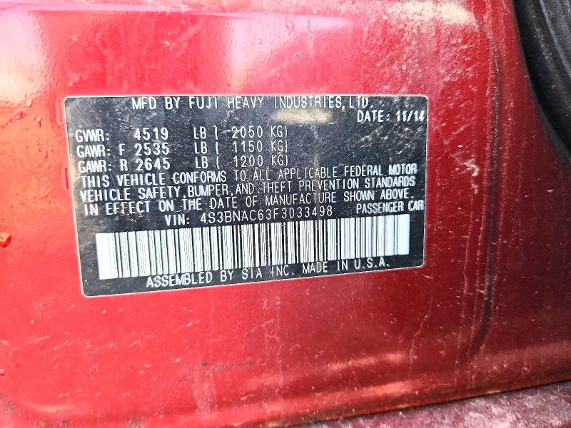 53982196 :رقم المزاد ، 4S3BNAC63F3033498 vin ، 2015 Subaru Legacy مزاد بيع