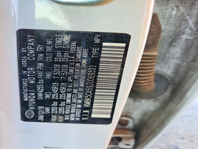 2018 Hyundai Kona მანქანა იყიდება აუქციონზე, vin: KM8K5CA59JU069331, აუქციონის ნომერი: 53985016