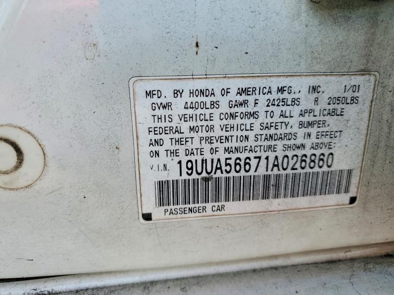 54284866 :رقم المزاد ، 19UUA56671A026860 vin ، 2001 Acura 3.2tl مزاد بيع