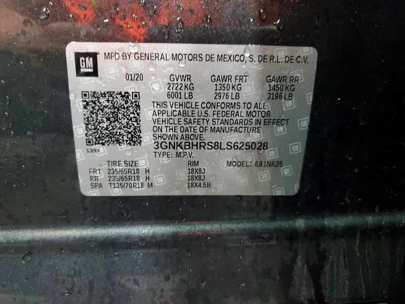 55246096 :رقم المزاد ، 3GNKBHRS8LS625028 vin ، 2020 Chevrolet Blazer مزاد بيع