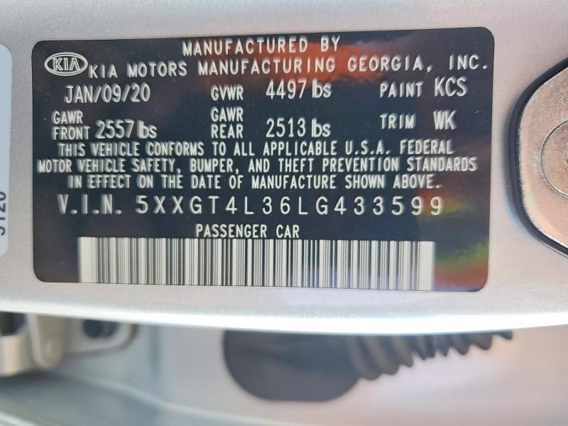 Продажа на аукционе авто 2020 Kia Optima, vin: 5XXGT4L36LG433599, номер лота: 54560676