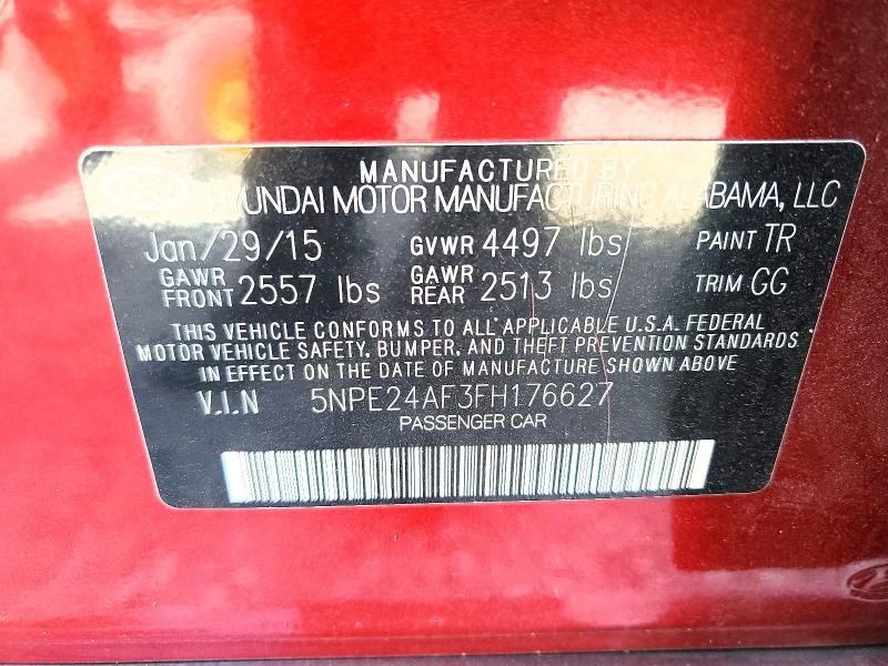 54086816 :رقم المزاد ، 5NPE24AF3FH176627 vin ، 2015 Hyundai Sonata مزاد بيع