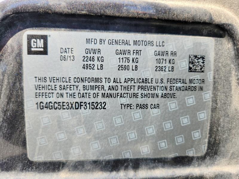 52907096 :رقم المزاد ، 1G4GC5E3XDF315232 vin ، 2013 Buick Lacrosse مزاد بيع