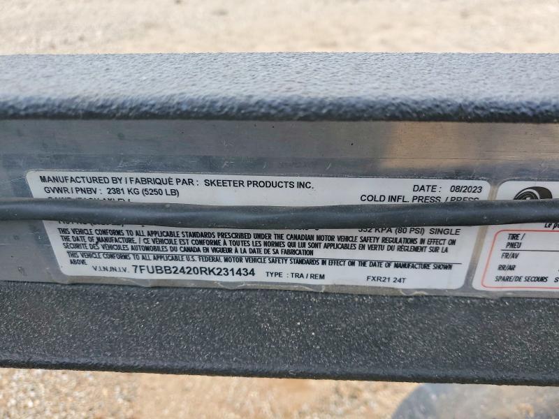 Продажа на аукционе авто 2024 Skeeter Trailers, vin: 7FUBB2420RK231434, номер лота: 52720936