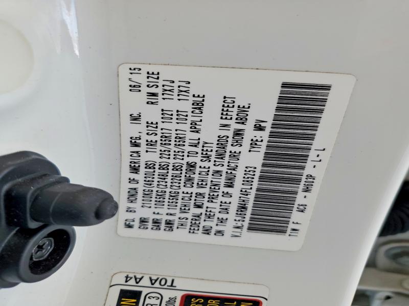 52266046 :رقم المزاد ، 5J6RM4H74FL085253 vin ، 2015 Honda Cr-v مزاد بيع