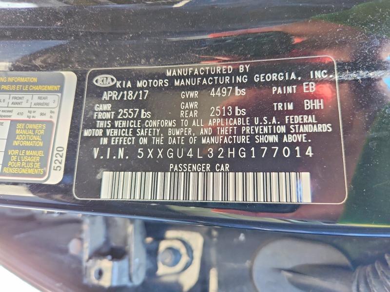 52071236 :رقم المزاد ، 5XXGU4L32HG177014 vin ، 2017 Kia Optima مزاد بيع