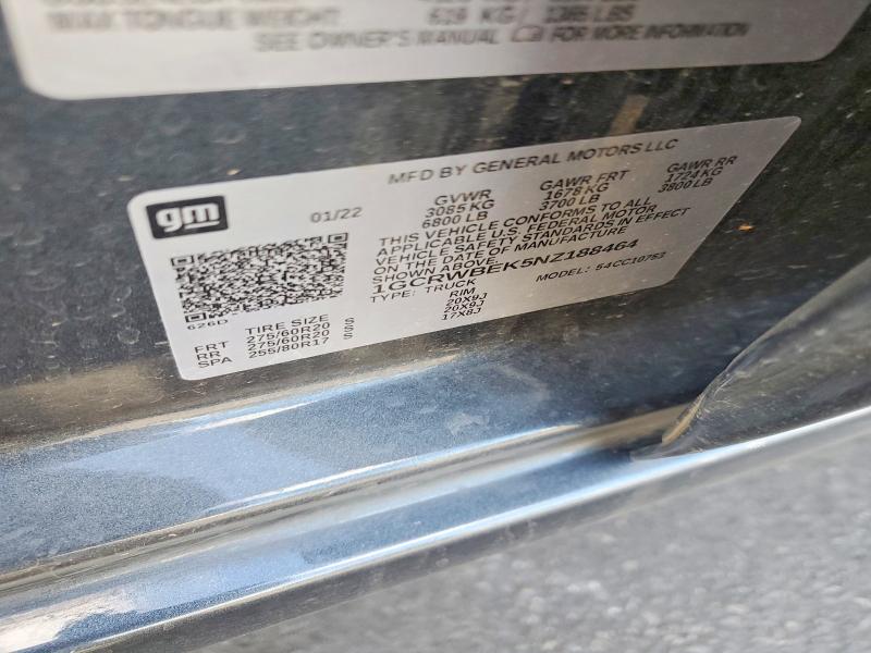 Продаж на аукціоні авто 2022 Chevrolet Silverado Ltd, vin: 1GCRWBEK5NZ188464, номер лоту: 53609116