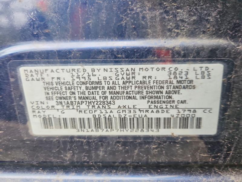 Aukcja sprzedaży 2017 Nissan Sentra, vin: 3N1AB7AP7HY228343, numer aukcji: 51767846