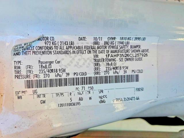 2012 Ford Focus მანქანა იყიდება აუქციონზე, vin: 1FAHP3N26CL257926, აუქციონის ნომერი: 55567736
