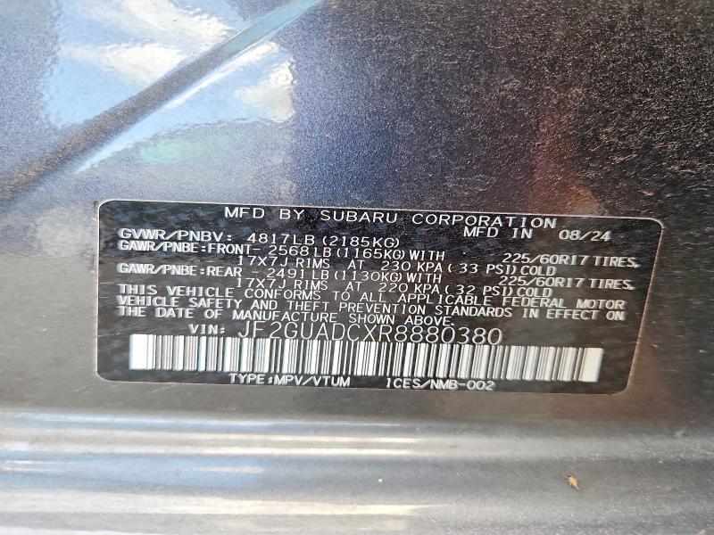 Aukcja sprzedaży 2024 Subaru Crosstrek, vin: JF2GUADCXR8880380, numer aukcji: 54305596