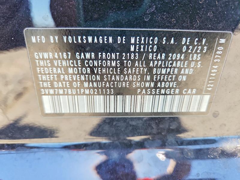 52708256 :رقم المزاد ، 3VW7M7BU1PM021133 vin ، 2023 Volkswagen Jetta مزاد بيع