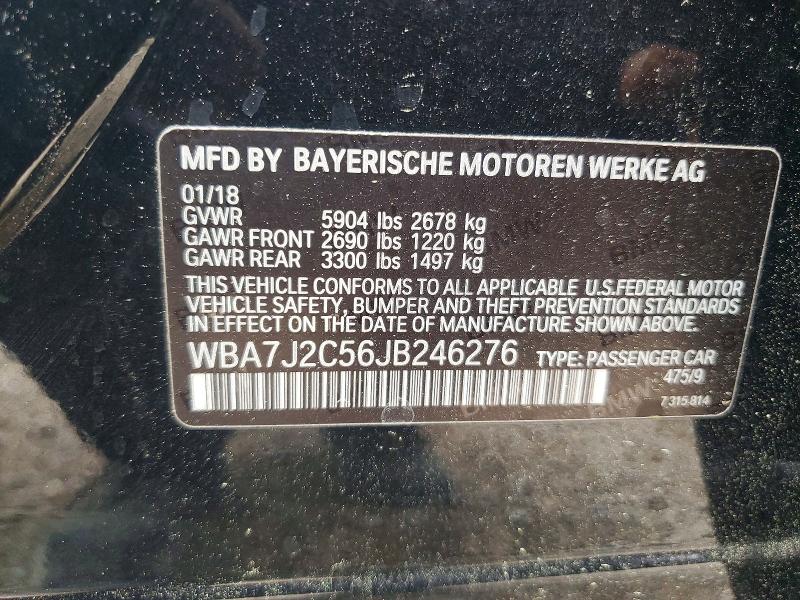 Aukcja sprzedaży 2018 Bmw 740, vin: WBA7J2C56JB246276, numer aukcji: 52738596