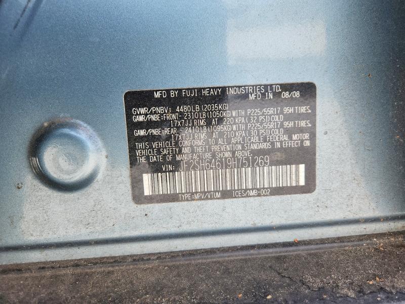 54220886 :رقم المزاد ، JF2SH64619H751269 vin ، 2009 Subaru Forester مزاد بيع