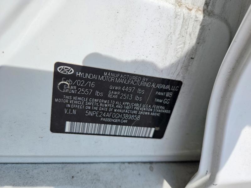 2016 Hyundai Sonata მანქანა იყიდება აუქციონზე, vin: 5NPE24AF0GH389858, აუქციონის ნომერი: 55374456