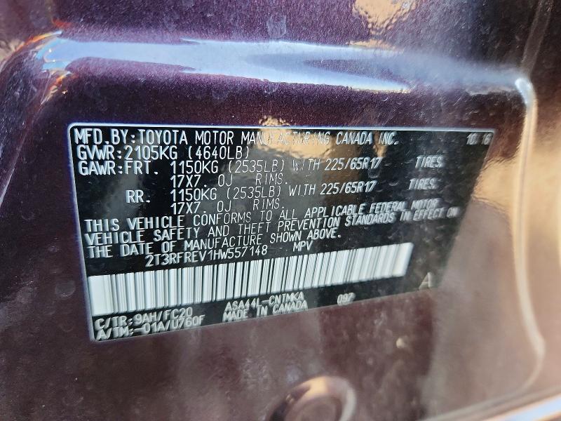 Aukcja sprzedaży 2017 Toyota Rav4, vin: 2T3RFREV1HW557148, numer aukcji: 53408296