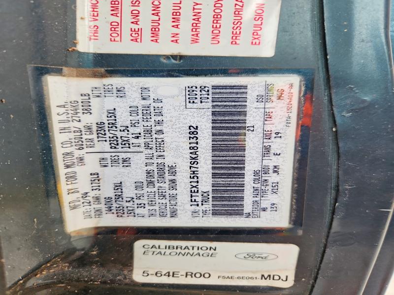 53204606 :رقم المزاد ، 1FTEX15H7SKA81382 vin ، 1995 Ford F150 مزاد بيع