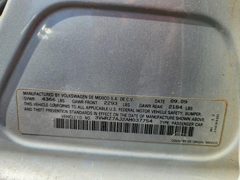 54654246 :رقم المزاد ، 3VWRZ7AJ2AM037754 vin ، 2010 Volkswagen Jetta مزاد بيع