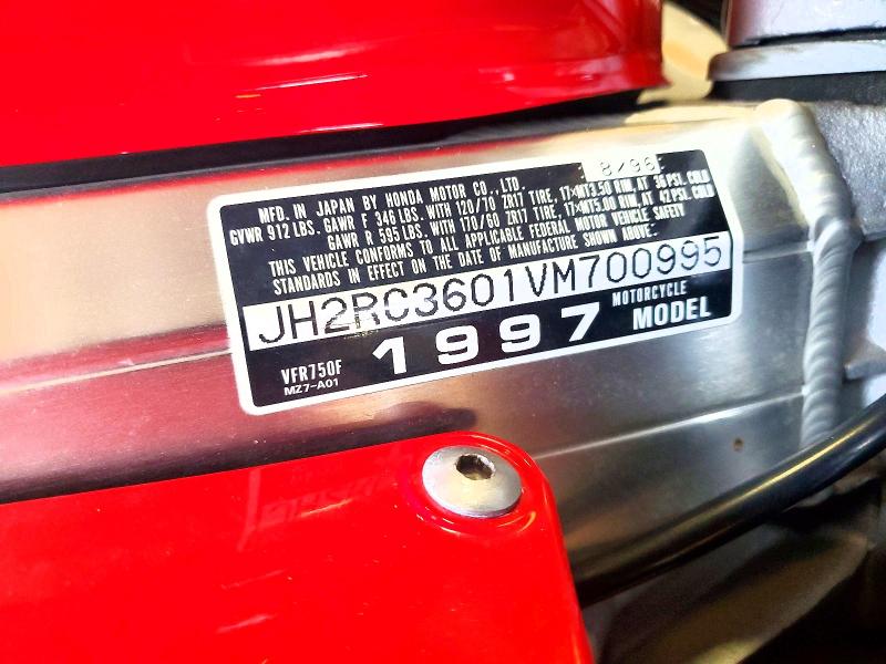 Продажа на аукционе авто 1997 Honda Vfr750, vin: JH2RC3601VM700995, номер лота: 54585036