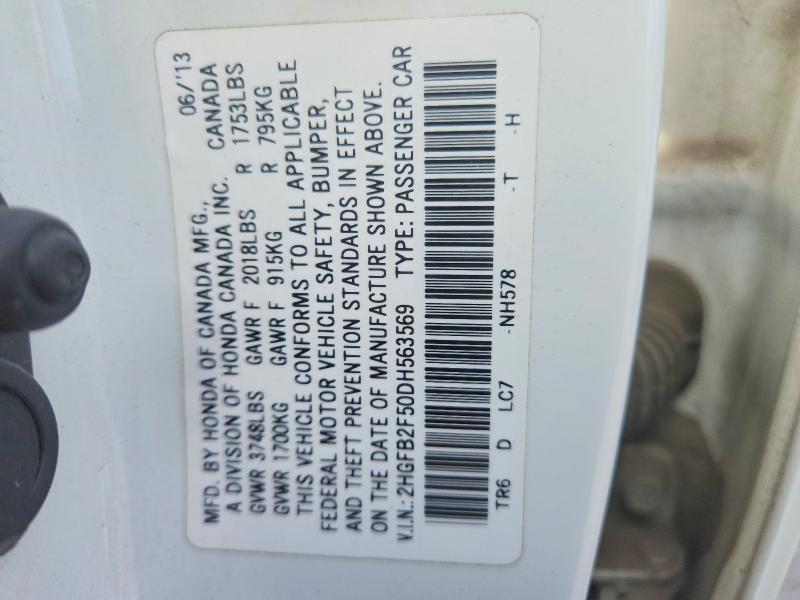 Aukcja sprzedaży 2013 Honda Civic 4d Lx, vin: 2HGFB2F50DH563569, numer aukcji: 52669186