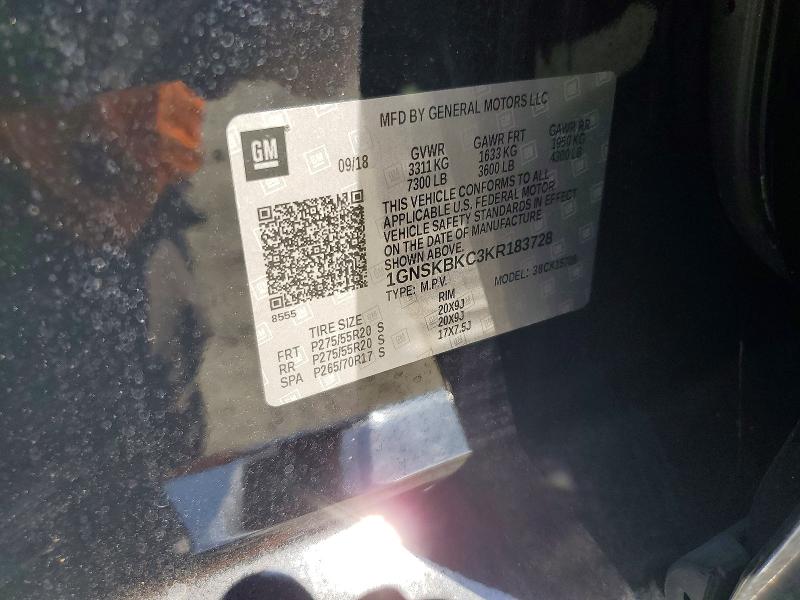 Aukcja sprzedaży 2019 Chevrolet Tahoe, vin: 1GNSKBKC3KR183728, numer aukcji: 52249396
