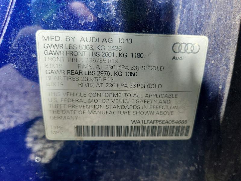 Aukcja sprzedaży 2014 Audi Q5, vin: WA1LFAFP5EA054685, numer aukcji: 52891706