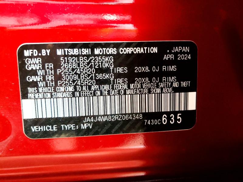 Продажа на аукционе авто 2024 Mitsubishi Outlander, vin: JA4J4WA82RZ064348, номер лота: 54661456
