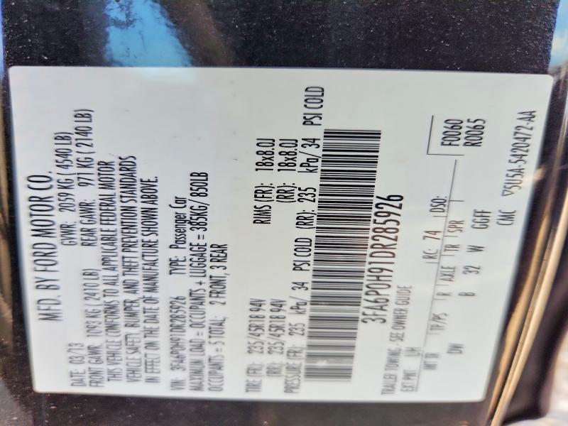 Продажа на аукционе авто 2013 Ford Fusion, vin: 3FA6P0H91DR285926, номер лота: 53055296