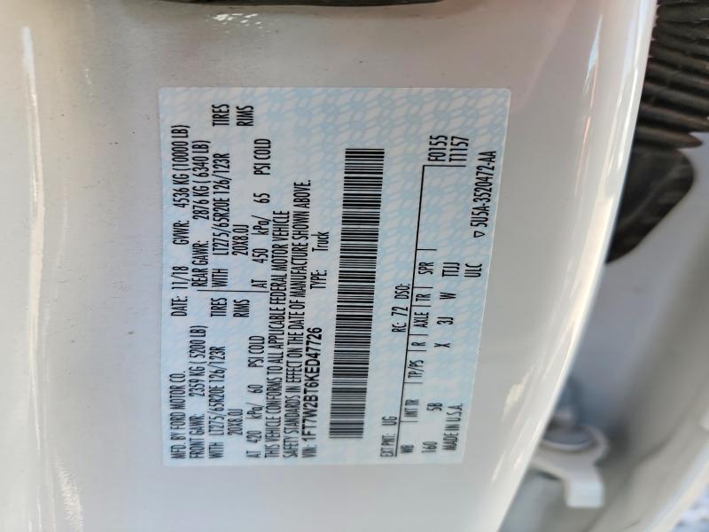 51920626 :رقم المزاد ، 1FT7W2BT6KED47726 vin ، 2019 Ford F250 مزاد بيع
