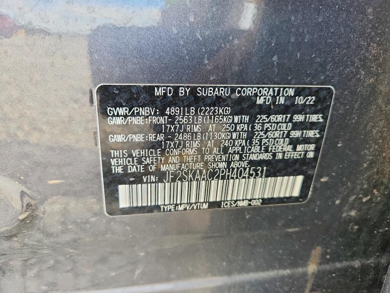 53115536 :رقم المزاد ، JF2SKAAC2PH404531 vin ، 2023 Subaru Forester مزاد بيع