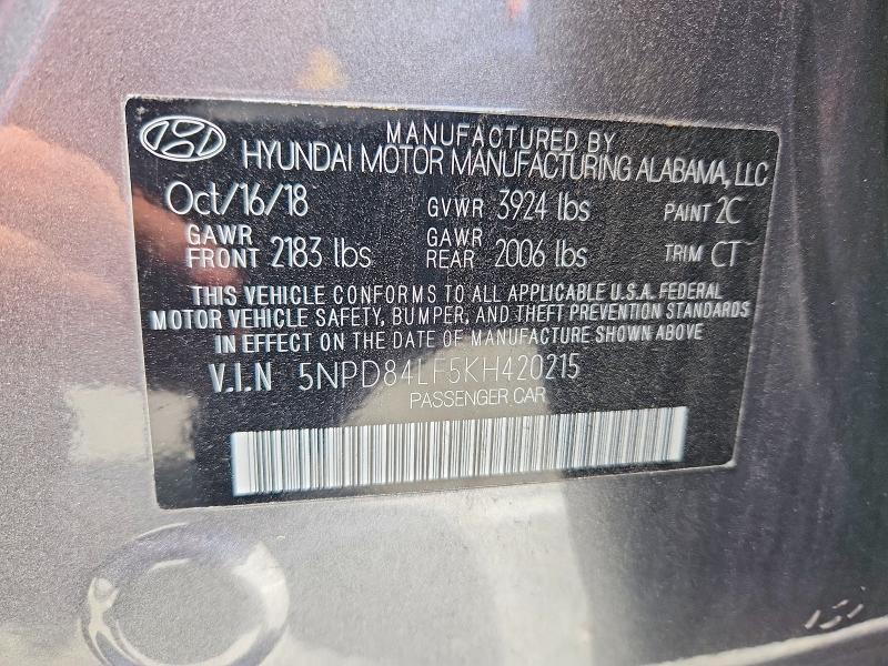 Aukcja sprzedaży 2019 Hyundai Elantra, vin: 5NPD84LF5KH420215, numer aukcji: 55456056