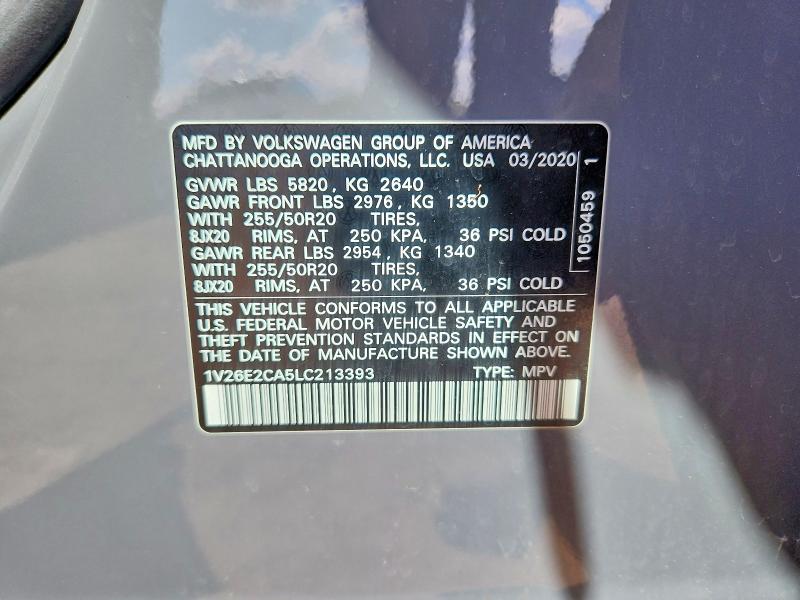 Aukcja sprzedaży 2020 Volkswagen Atlas Cross Sport, vin: 1V26E2CA5LC213393, numer aukcji: 52776306