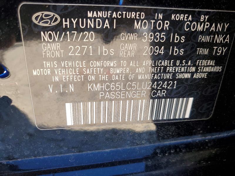 55160766 :رقم المزاد ، KMHC65LC5LU242421 vin ، 2020 Hyundai Ioniq Hybrid مزاد بيع