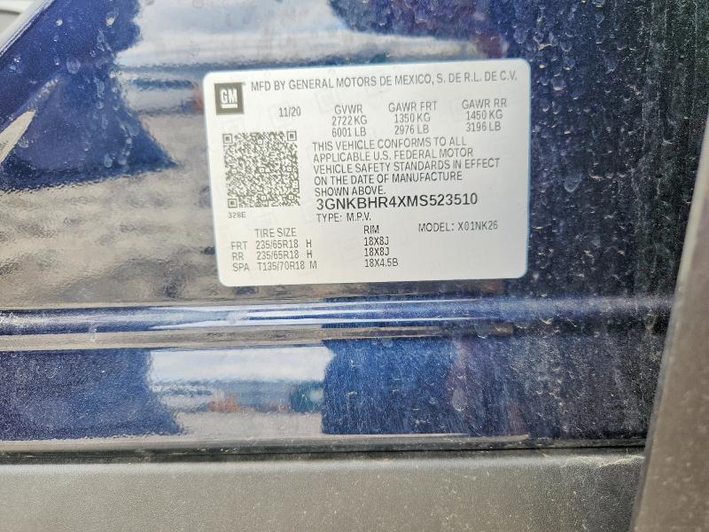 Продаж на аукціоні авто 2021 Chevrolet Blazer, vin: 3GNKBHR4XMS523510, номер лоту: 52551776