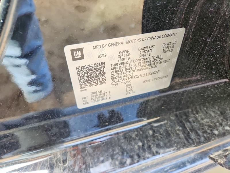52377446 :رقم المزاد ، 2GCVKPEC2K1193478 vin ، 2019 Chevrolet Silverado Ld مزاد بيع