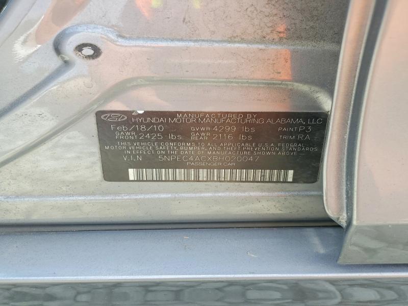 2011 Hyundai Sonata მანქანა იყიდება აუქციონზე, vin: 5NPEC4ACXBH020047, აუქციონის ნომერი: 52182566