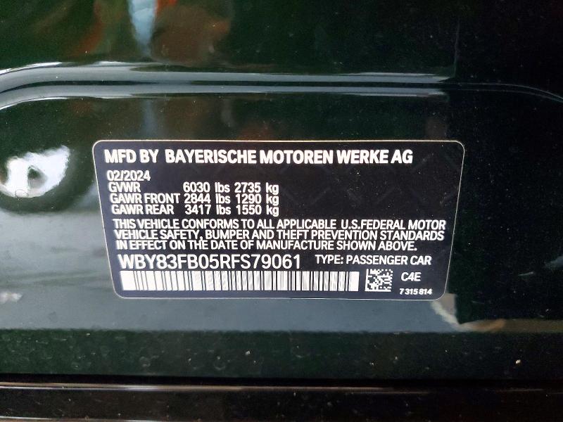 Продажа на аукционе авто 2024 Bmw I4, vin: WBY83FB05RFS79061, номер лота: 53825876
