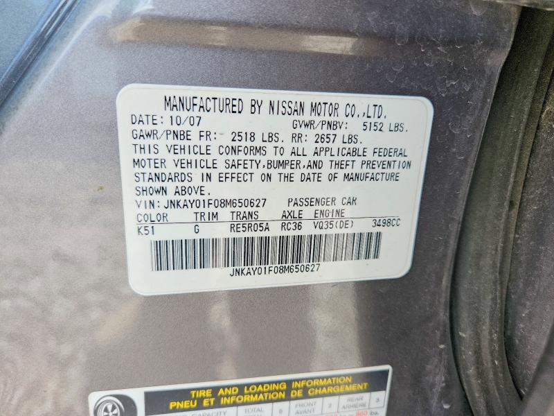 Aukcja sprzedaży 2008 Infiniti M35, vin: JNKAY01F08M650627, numer aukcji: 53973416