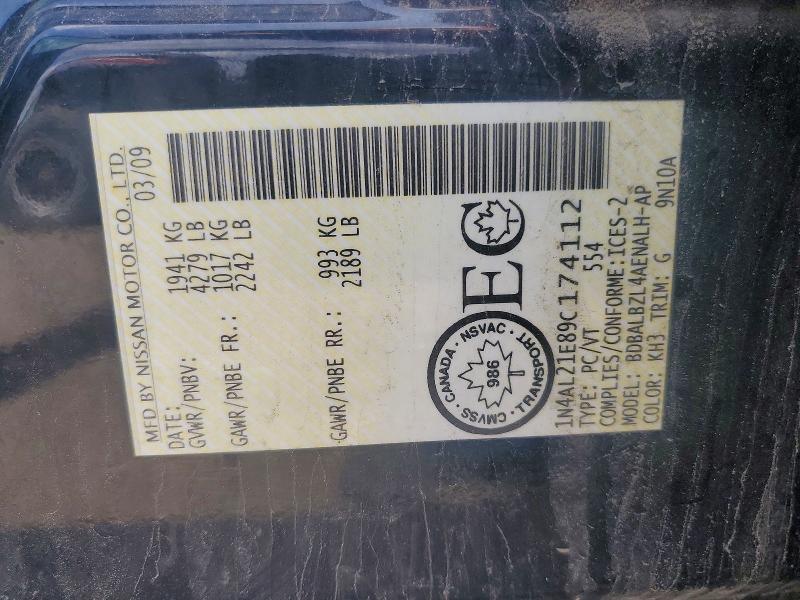 Aukcja sprzedaży 2009 Nissan Altima, vin: 1N4AL21E89C174112, numer aukcji: 52317076