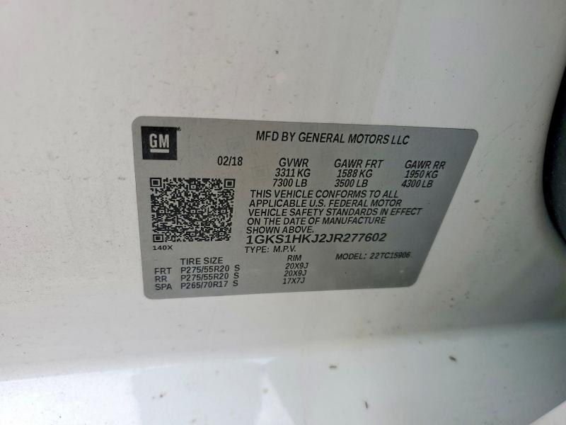 Продаж на аукціоні авто 2018 Gmc Yukon Xl, vin: 1GKS1HKJ2JR277602, номер лоту: 52838606