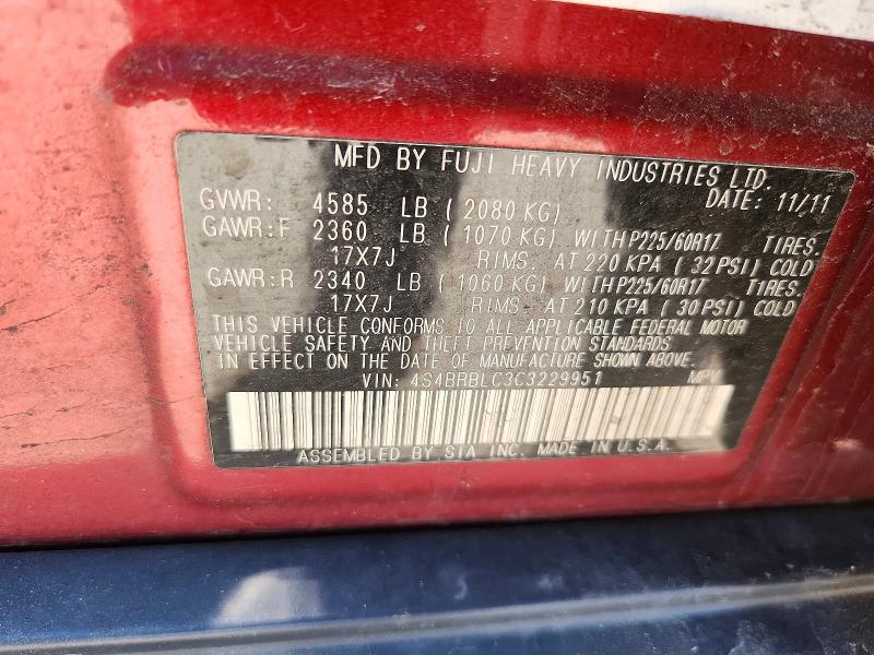 Aukcja sprzedaży 2012 Suba Outback, vin: 4S4BRBLC3C3229951, numer aukcji: 51983286