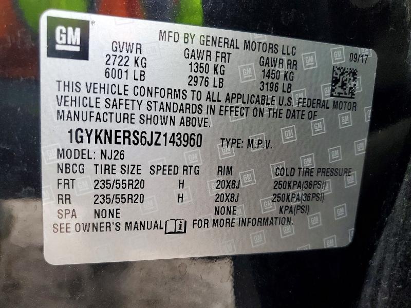 2018 Cadillac Xt5 მანქანა იყიდება აუქციონზე, vin: 1GYKNERS6JZ143960, აუქციონის ნომერი: 52859856